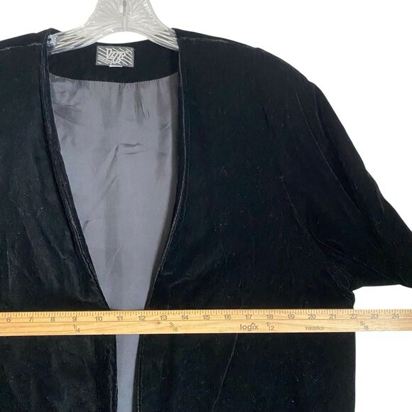 Vintage Velvet Open Front Jacket Duster Women’s L Black Fairy Boho Artsy Glam - Picture 3 of 11